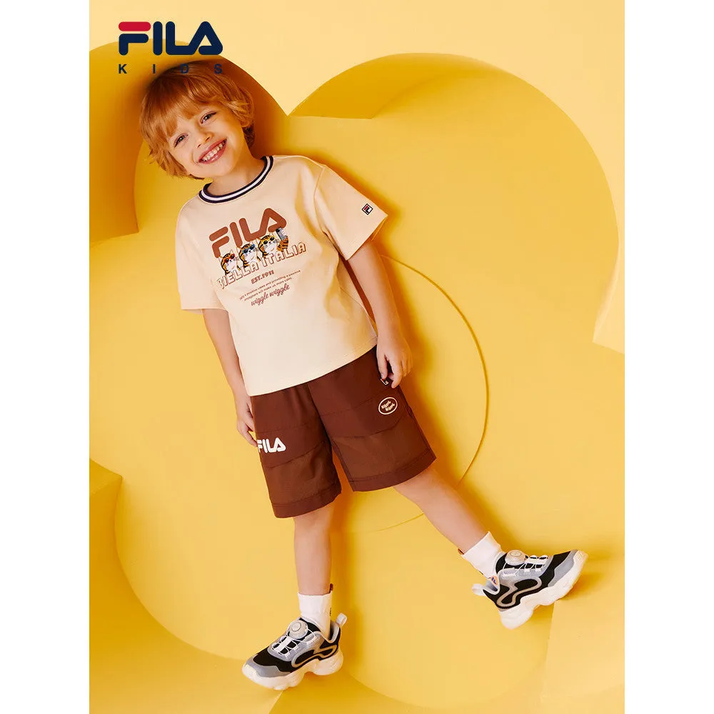 (105-130cm) FILA Kids xWiggleWiggle Summer Short Sleeve T-shirt for Boys / Girls in Almond Light Khaki