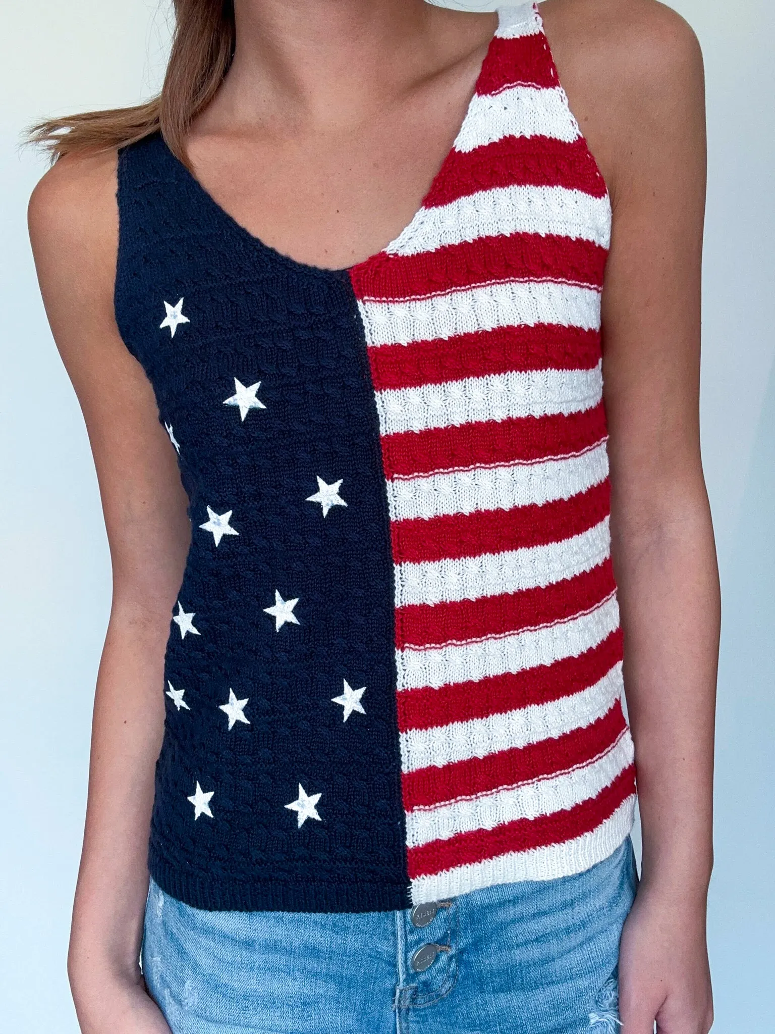 American Flag Sweater Tank