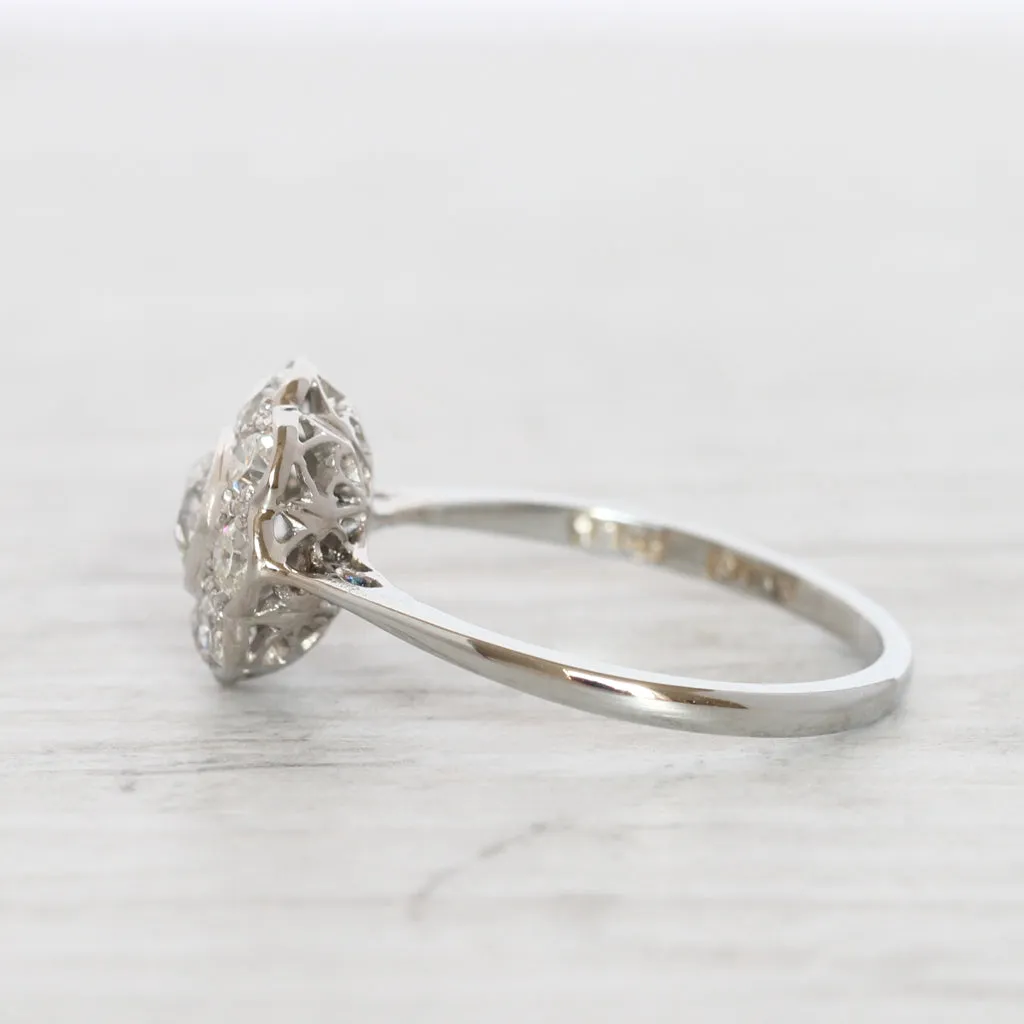 Art Deco 1.30 Carat Old European Cut Diamond Daisy Cluster
