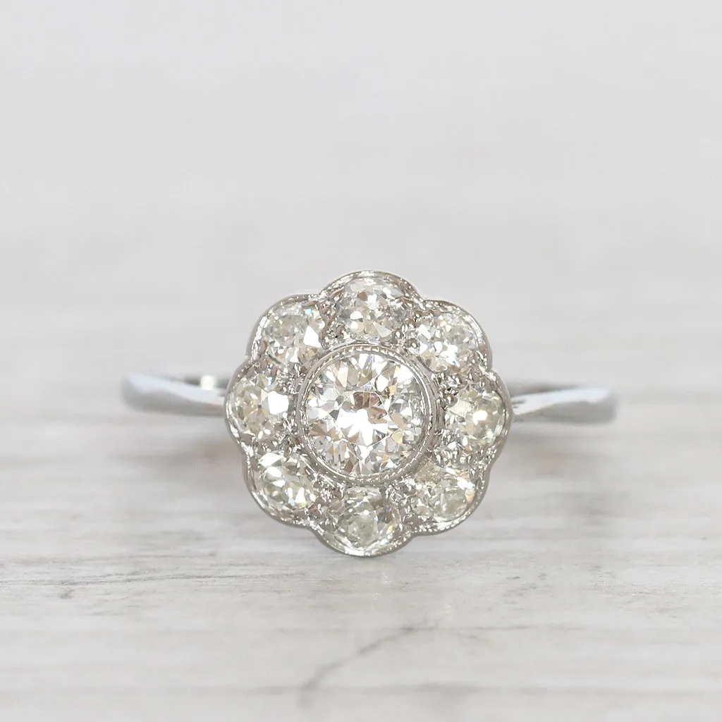 Art Deco 1.30 Carat Old European Cut Diamond Daisy Cluster