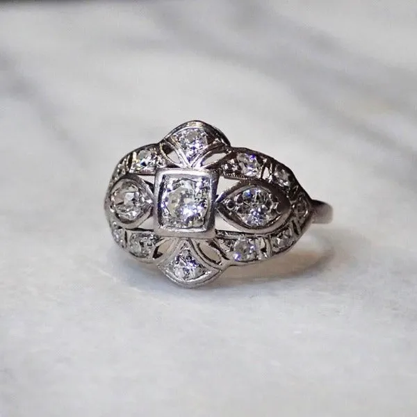 Art Deco Diamond Ring, RBC 0.15ct.