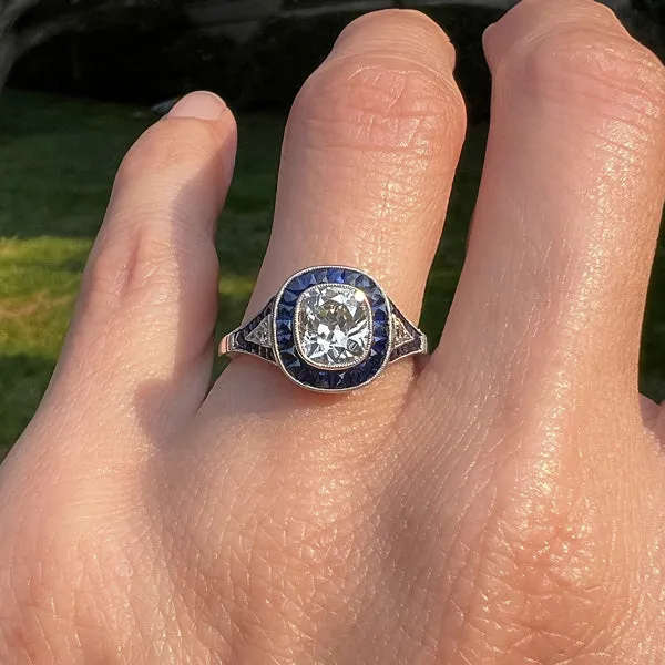 Art Deco Style Engagement Ring, Old Mine 1.18ct.
