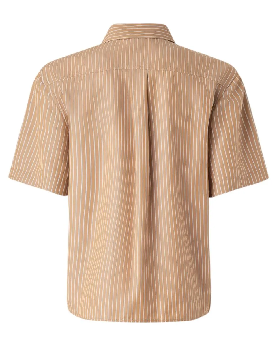 Camicia Bowling in Popeline di Cotone a Righe Verticali