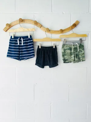 Camo, Grey   Stripes Shorts Bundle, 6-12 months