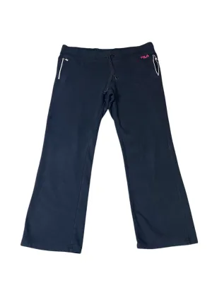 FILA Joggers Womens Large Black Fleece Lined Flared Leg Relaxed Fit Sweatpants