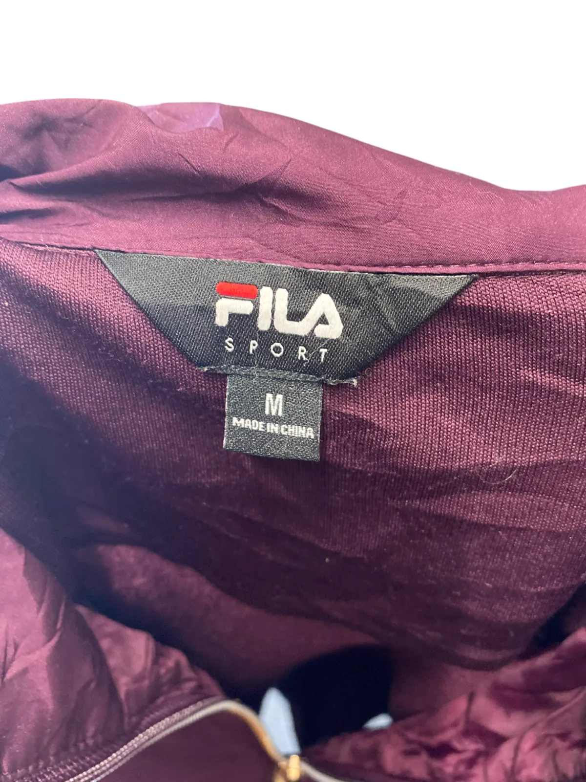 FILA Mixed-Media Jacket Womens Medium Maroon Quilted Activewear Sport Full Zip