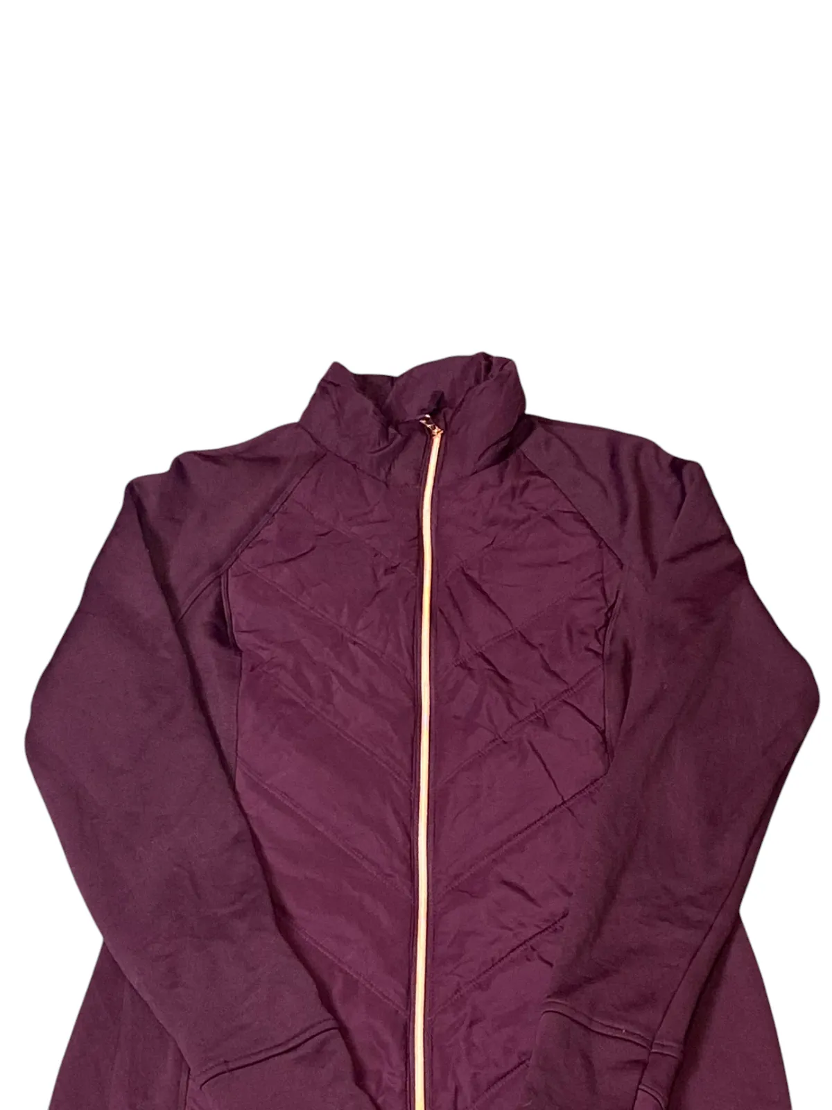 FILA Mixed-Media Jacket Womens Medium Maroon Quilted Activewear Sport Full Zip