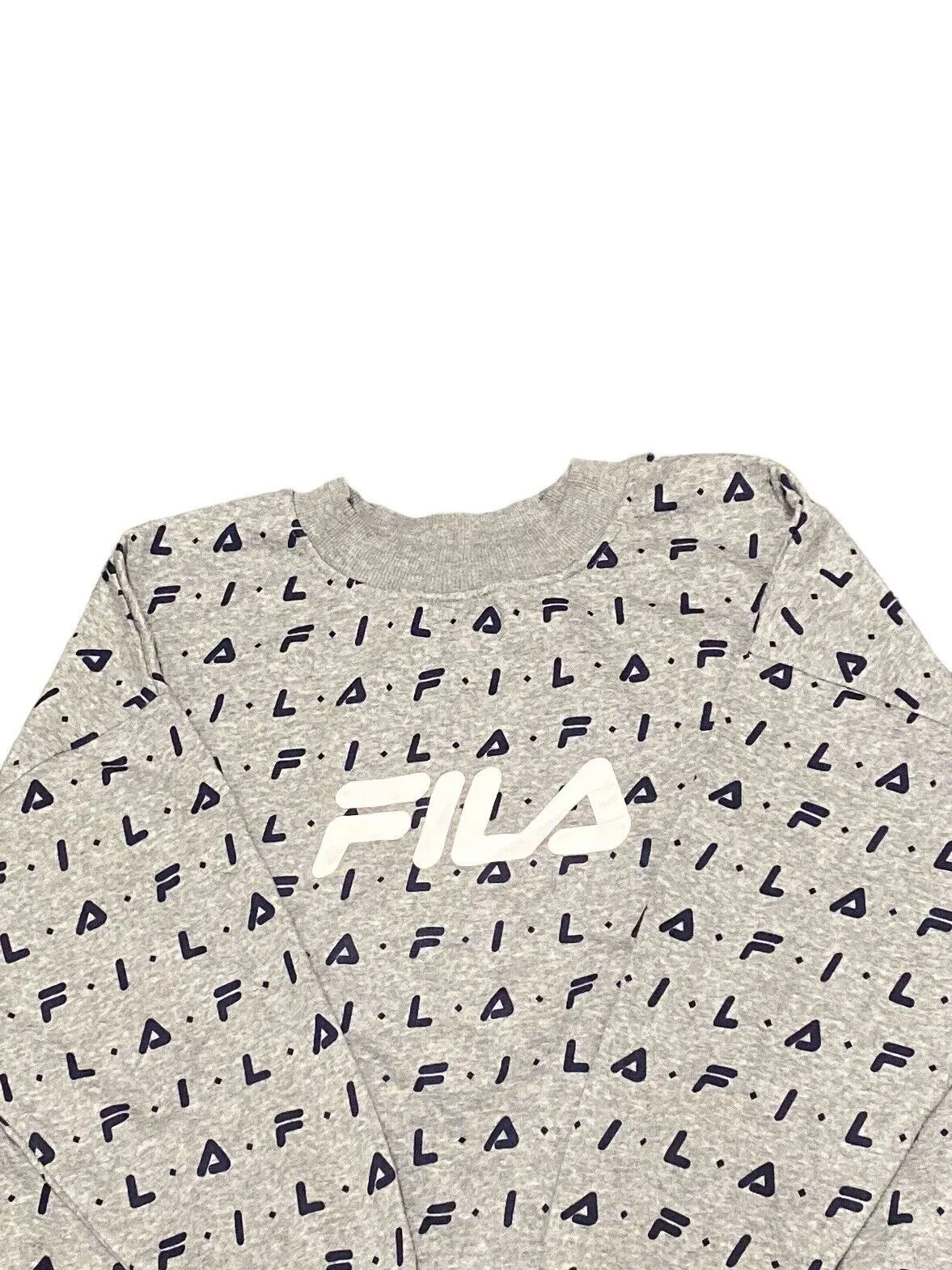 Fila Sweatshirt Grey Womens XL Cropped Patterned
