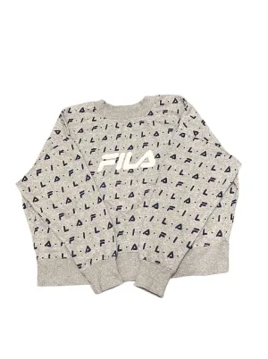 Fila Sweatshirt Grey Womens XL Cropped Patterned