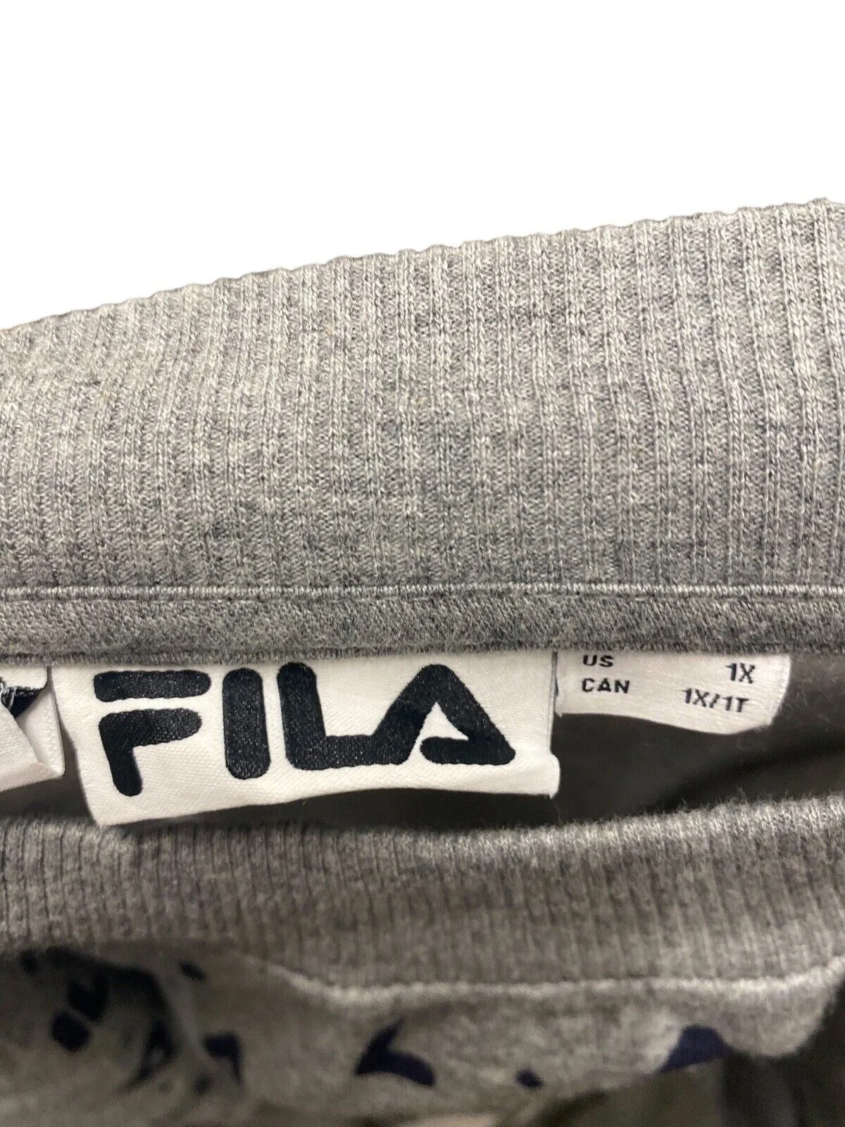 Fila Sweatshirt Grey Womens XL Cropped Patterned