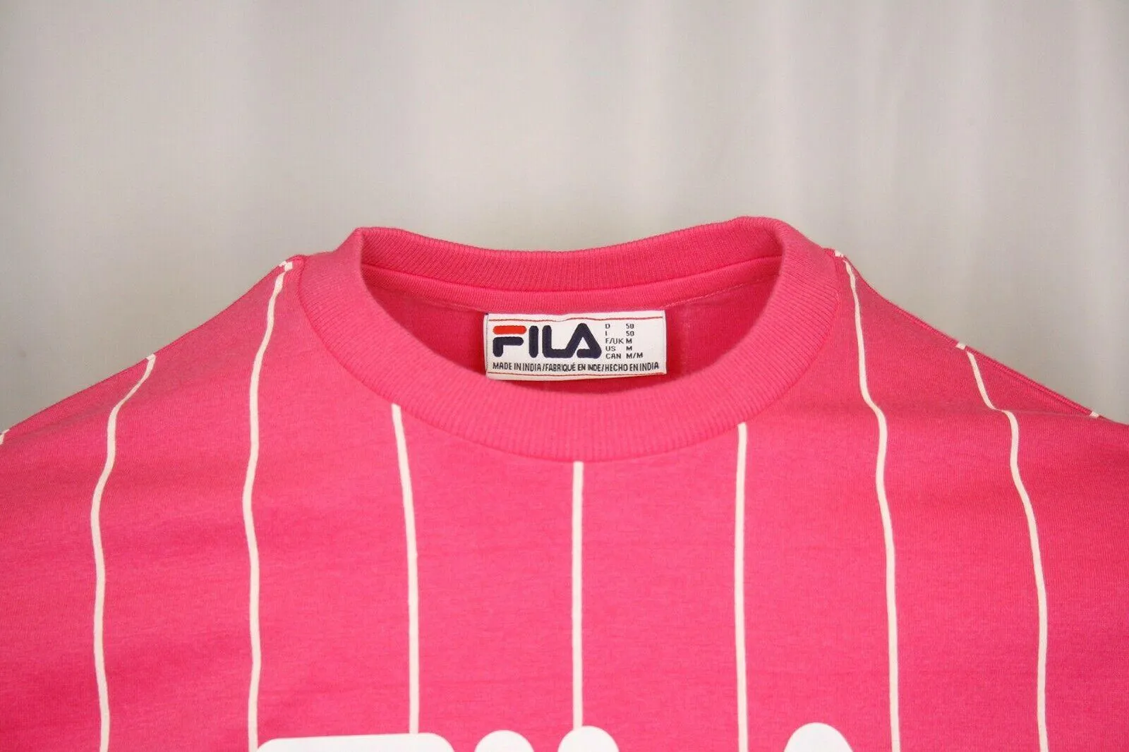 FILA Women's Pink & White Striped Logo S/S T-Shirt (163)