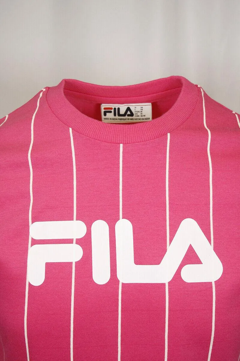FILA Women's Pink & White Striped Logo S/S T-Shirt (163)