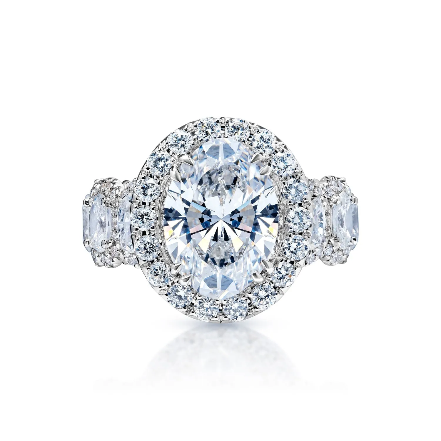Lai 7 Carat G VS1 Lab-Grown Oval Cut Diamond Engagement Ring in 18 Karat White Gold. IGI Certified