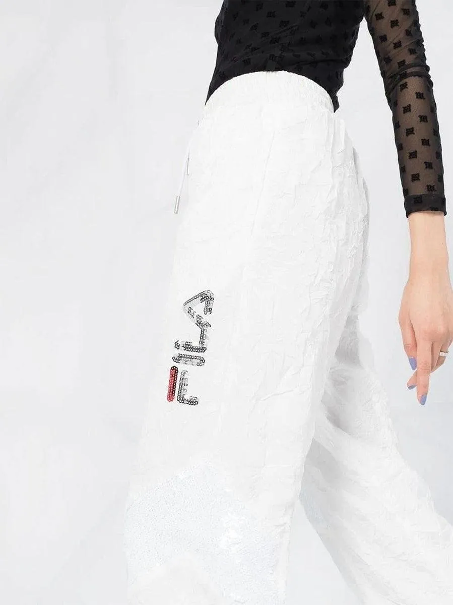 Pantaloni sportivi con logo stropicciato
