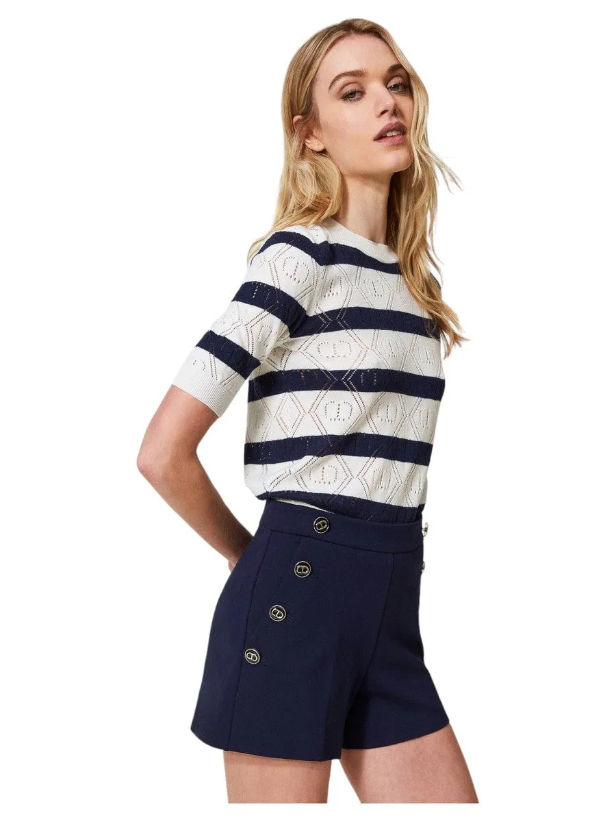 Shorts slim con bottoni Oval T