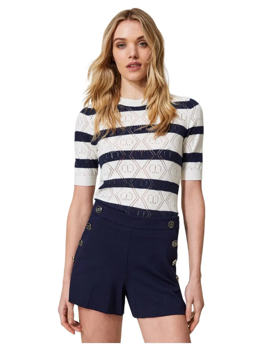 Shorts slim con bottoni Oval T