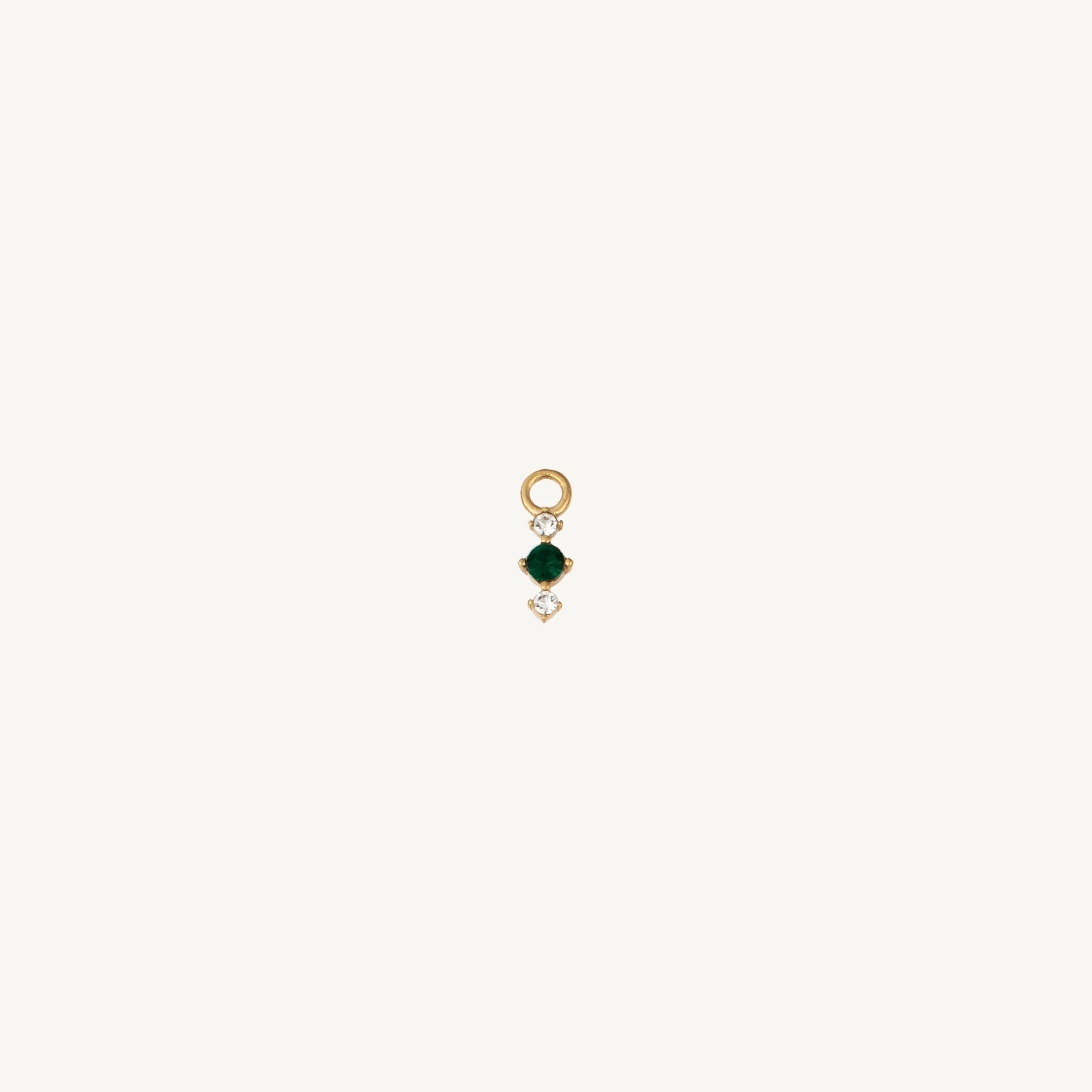 Single Green and Clear Gem Charm