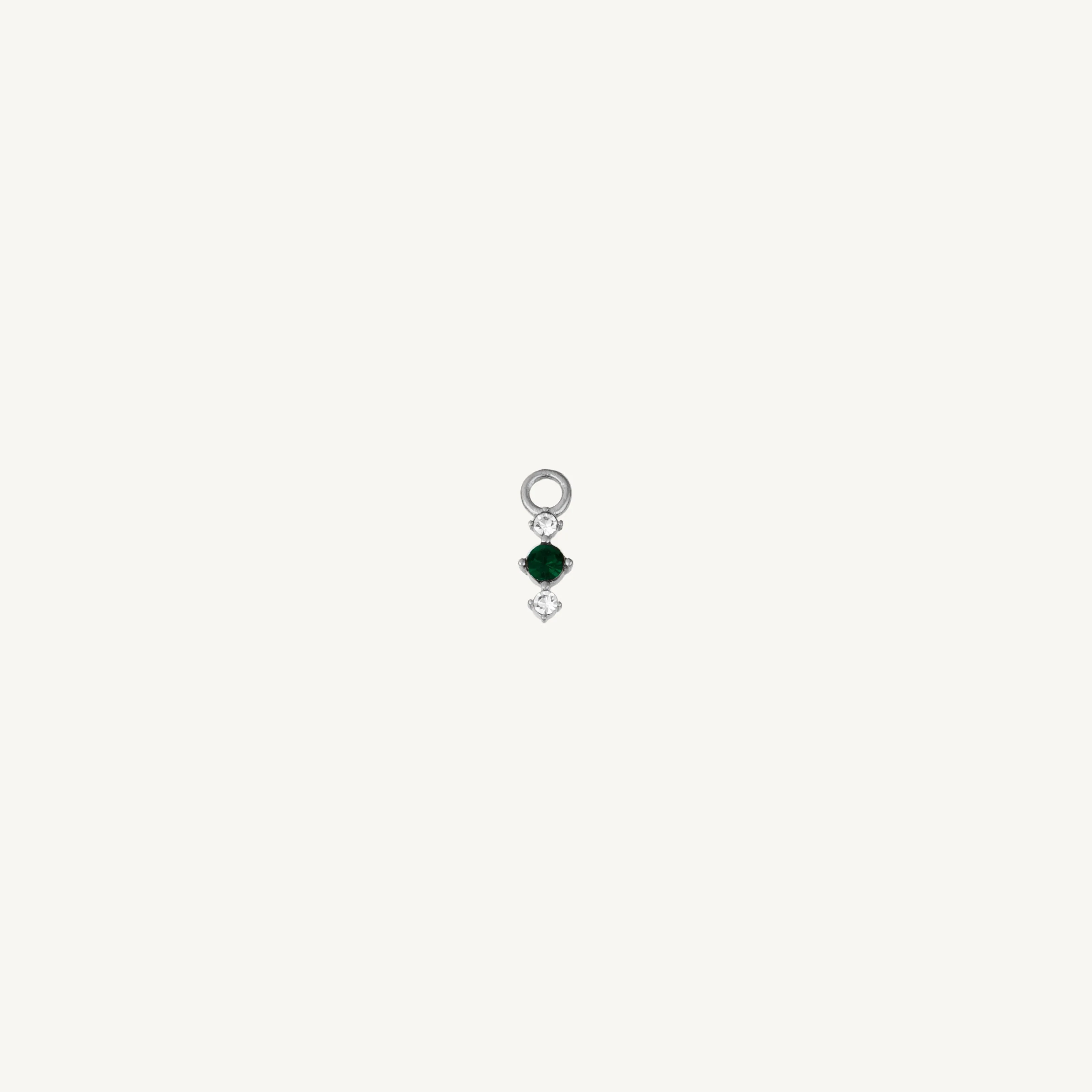 Single Green and Clear Gem Charm
