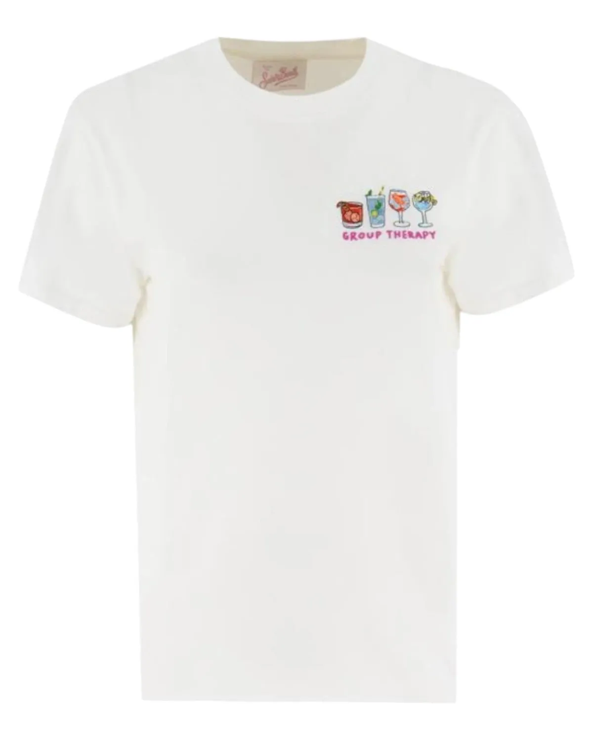 T-shirt  Emilie bianca ricamata "Group Therapy"