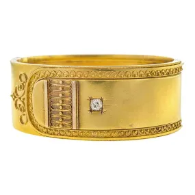 Victorian Etruscan Revival Diamond Bangle Bracelet