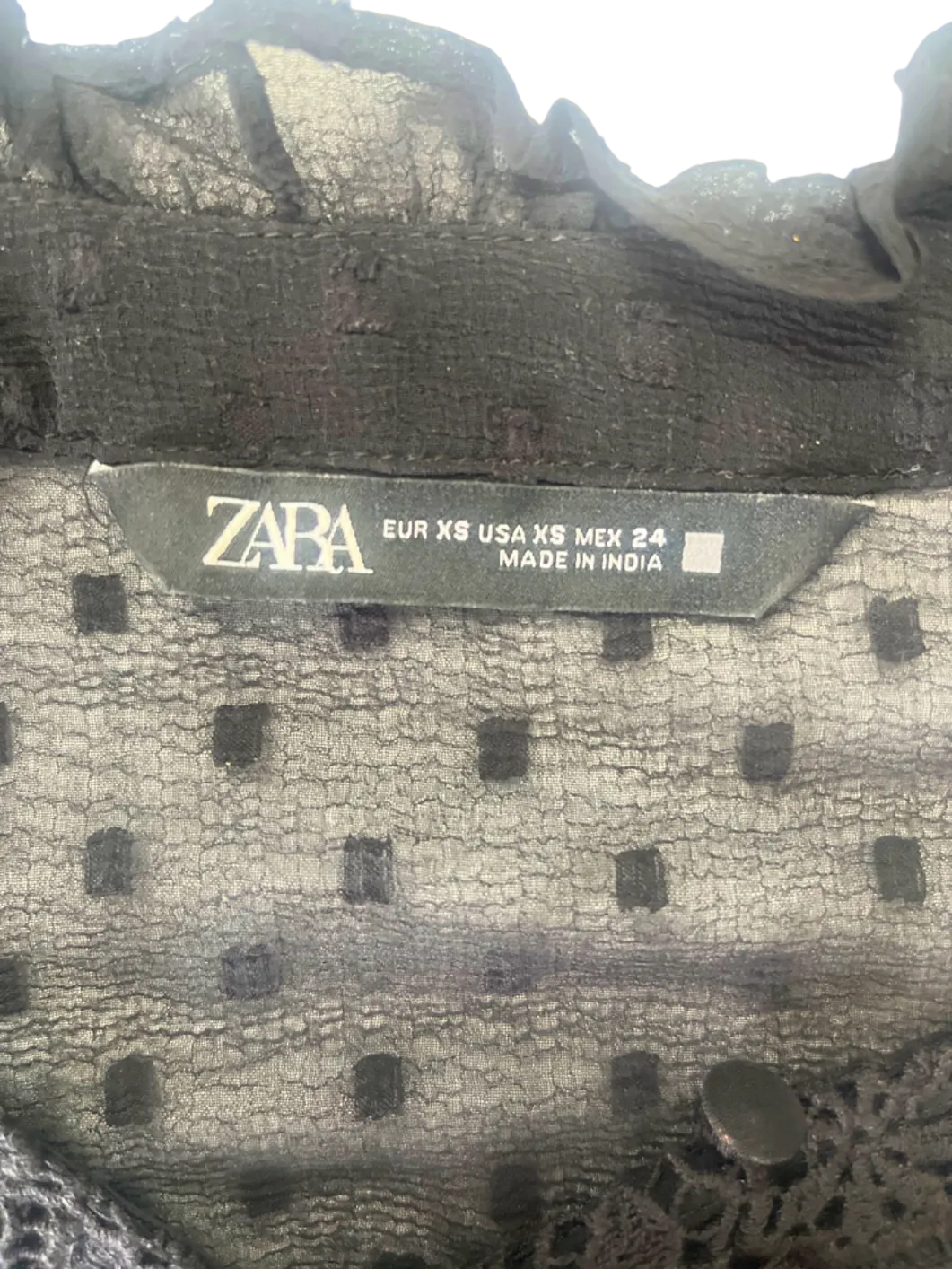 ZARA Black Lace-Detail Blouse UK XS