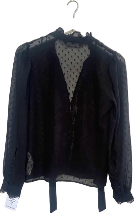 ZARA Black Lace-Detail Blouse UK XS