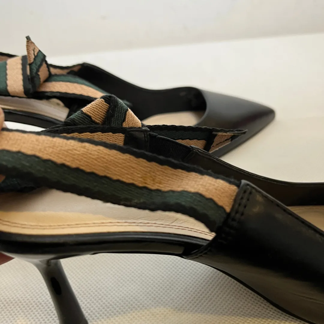 ZARA Black Pointed Side-bow Sling-back Heels | Pre loved |
