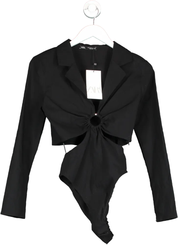 ZARA Black Ring Cut Out Bodysuit UK S