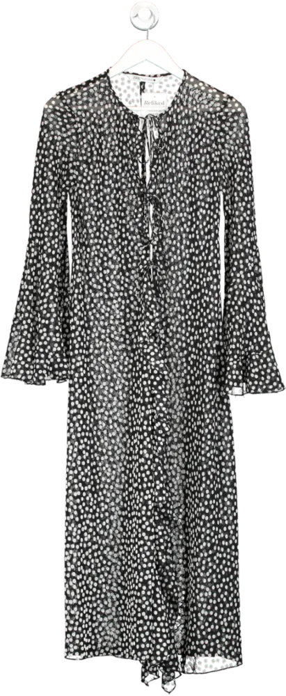 ZARA Black Sheer Polka Dot Robe UK M