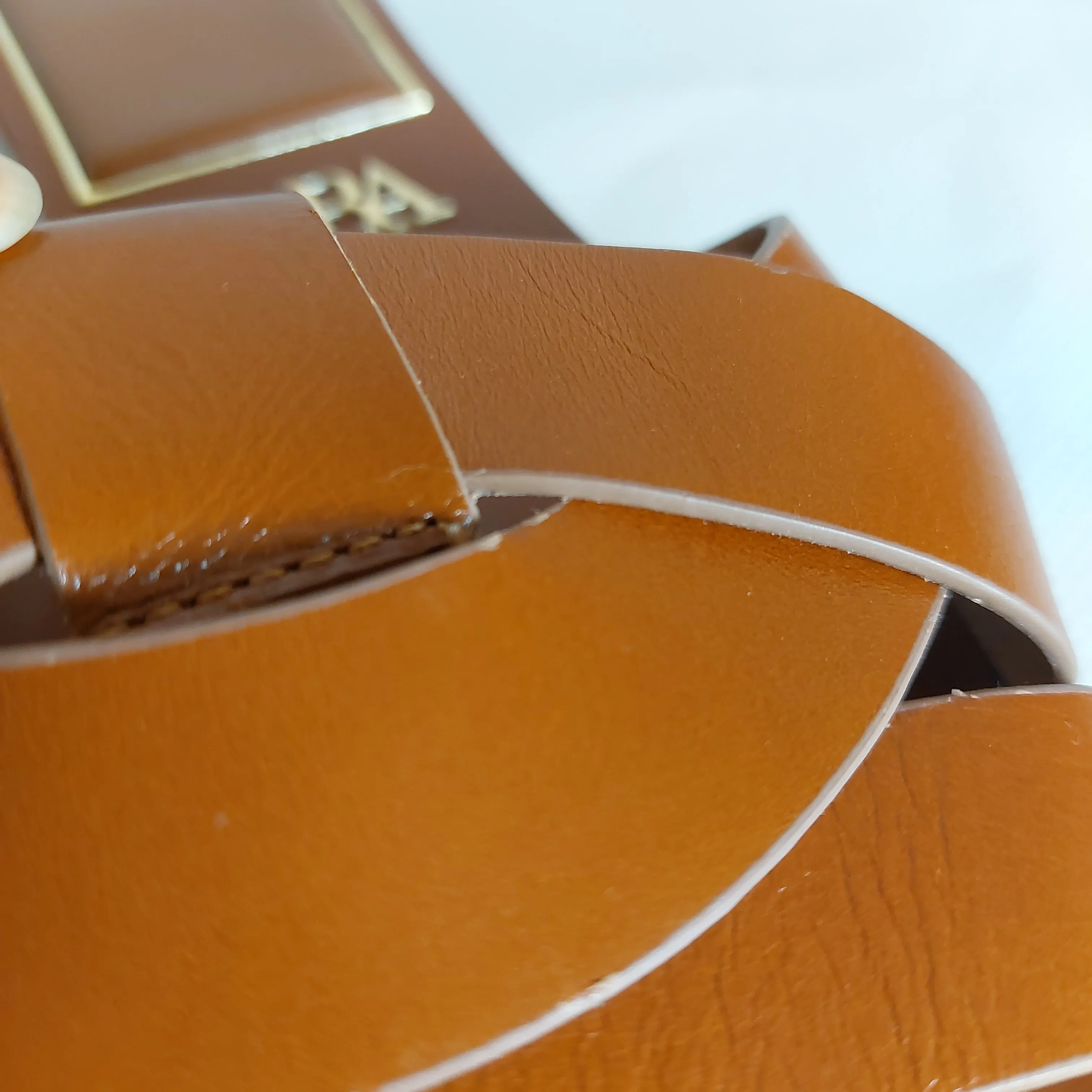 ZARA Brown Leatherette Slides | Like New |