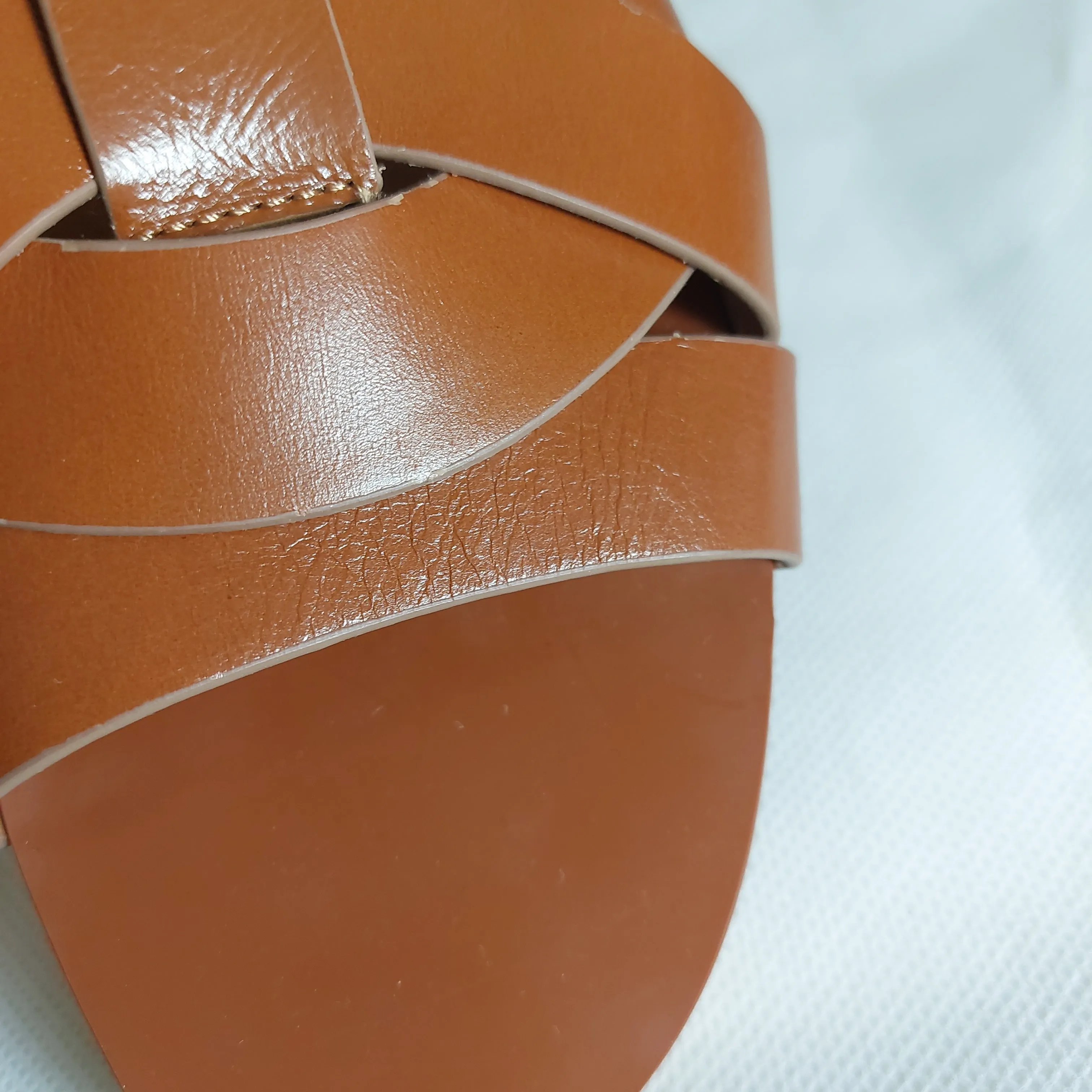 ZARA Brown Leatherette Slides | Like New |