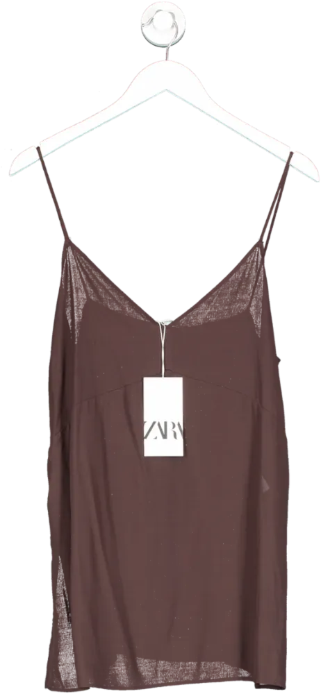 ZARA Brown Mesh Top UK M