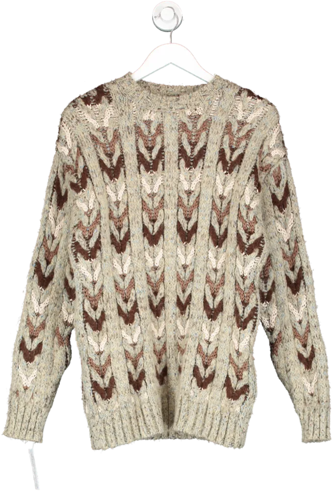 ZARA Brown Oversize Cable Knit Jumper UK M