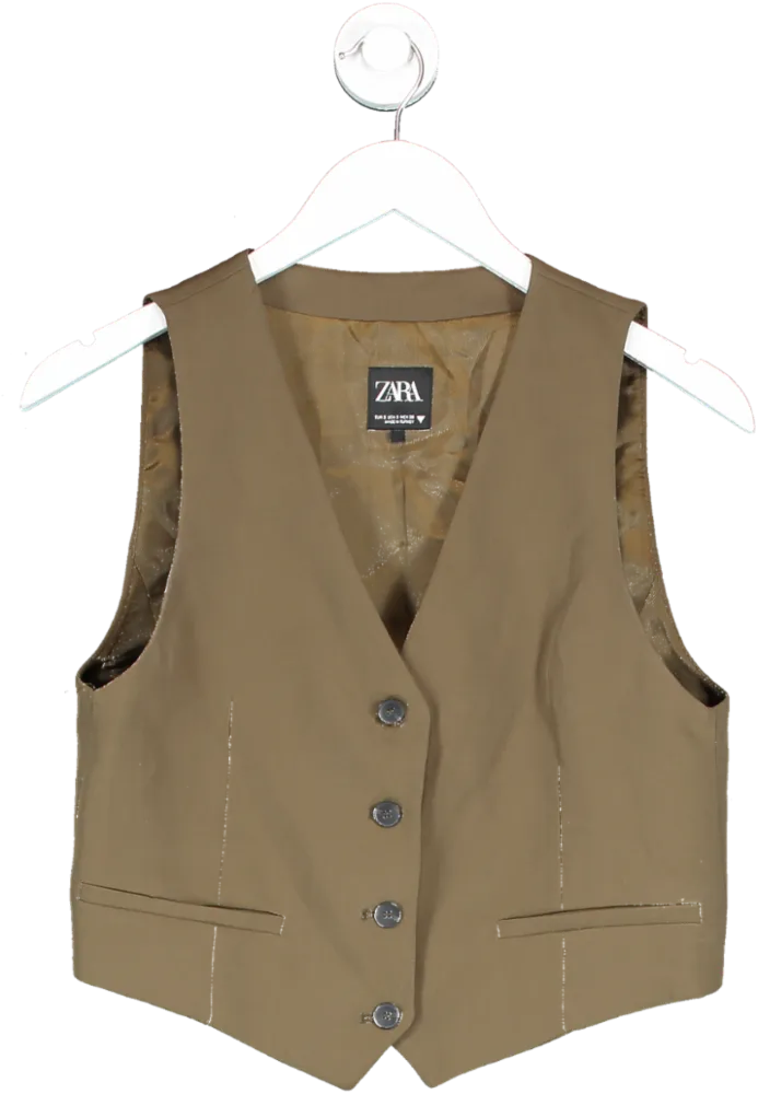 ZARA Green Cropped Waistcoat UK S