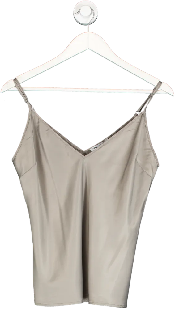 ZARA Grey Satin Cami UK M