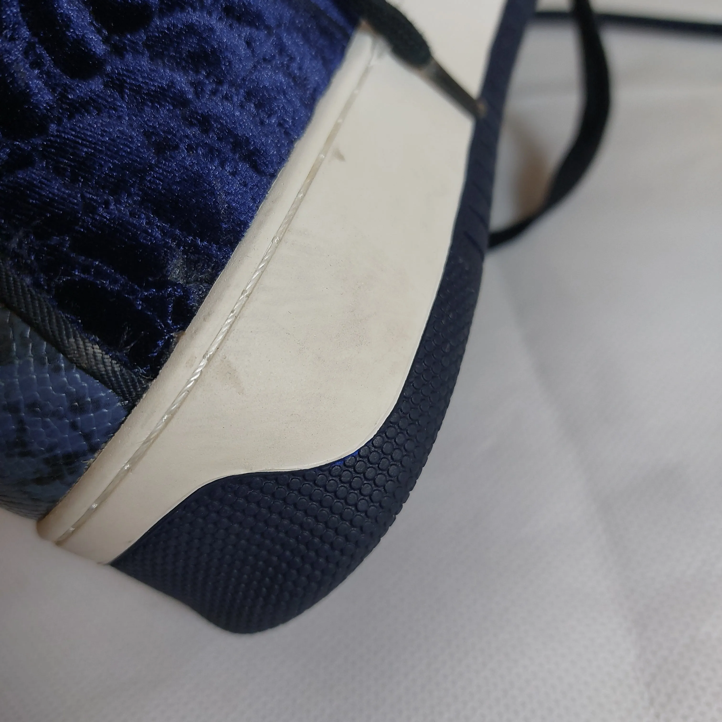 ZARA Men's Blue Velvet High-top Sneakers | Gently Used |