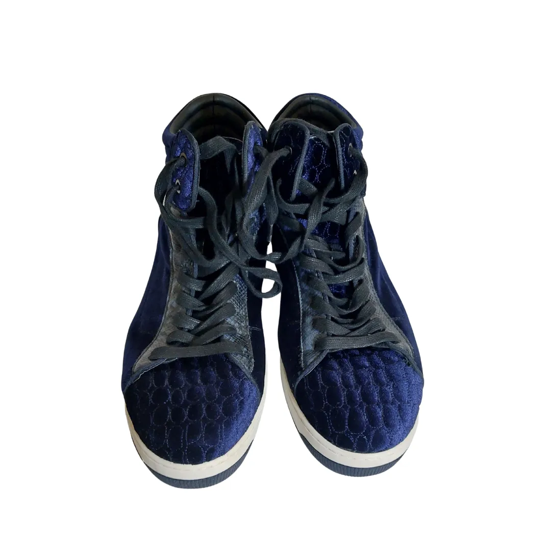 ZARA Men's Blue Velvet High-top Sneakers | Gently Used |