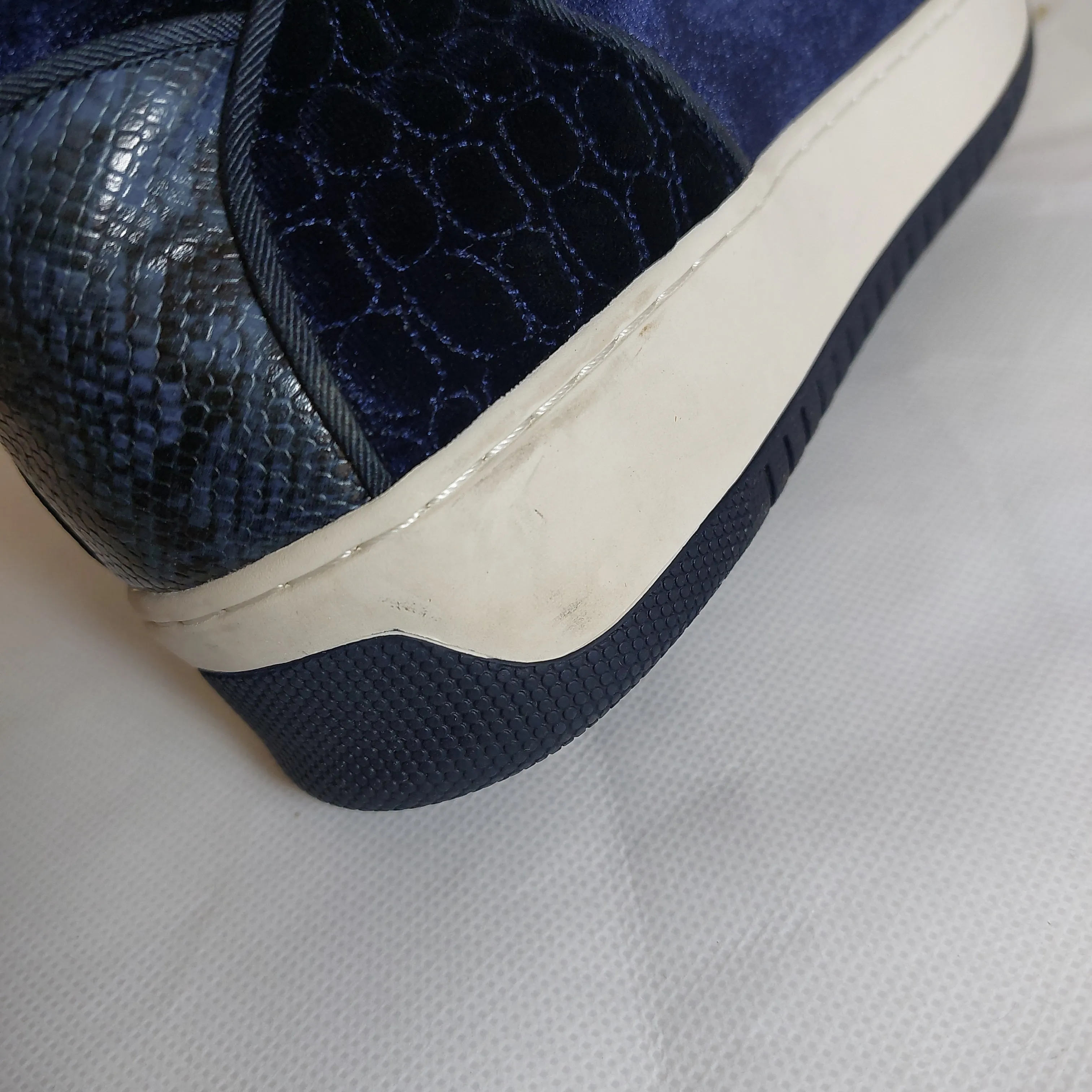 ZARA Men's Blue Velvet High-top Sneakers | Gently Used |