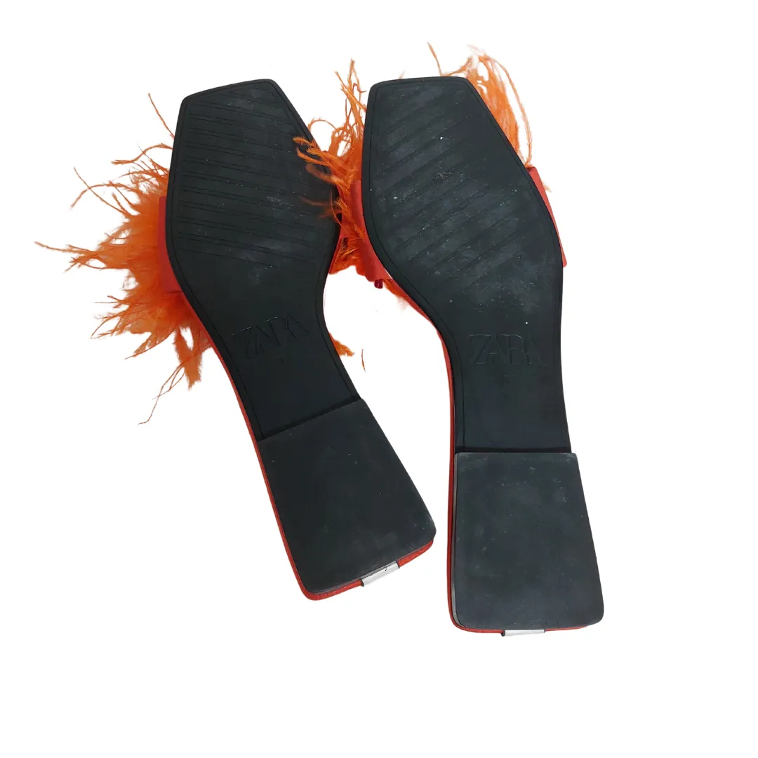 ZARA Orange Feather Slides | Gently Used |