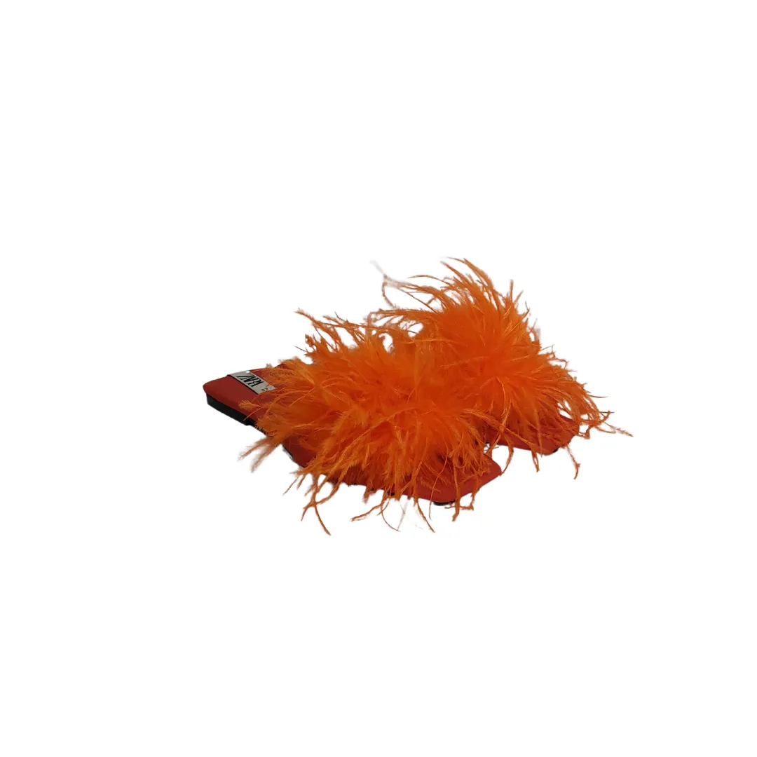 ZARA Orange Feather Slides | Gently Used |