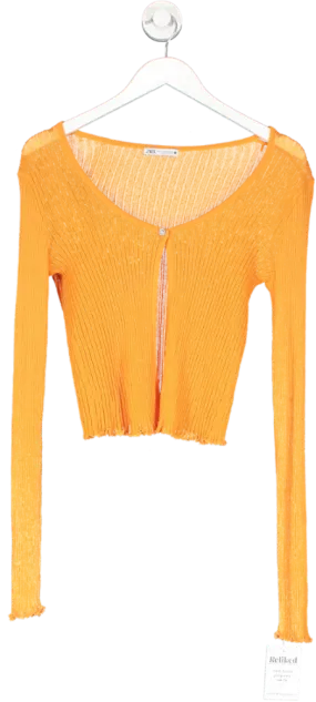 ZARA Orange Fine Knit Cardigan UK XS
