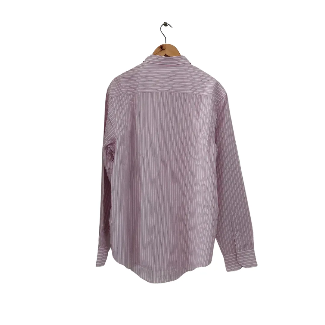 ZARA Pink and White Striped Collared Men's Shirt | Brand New |
