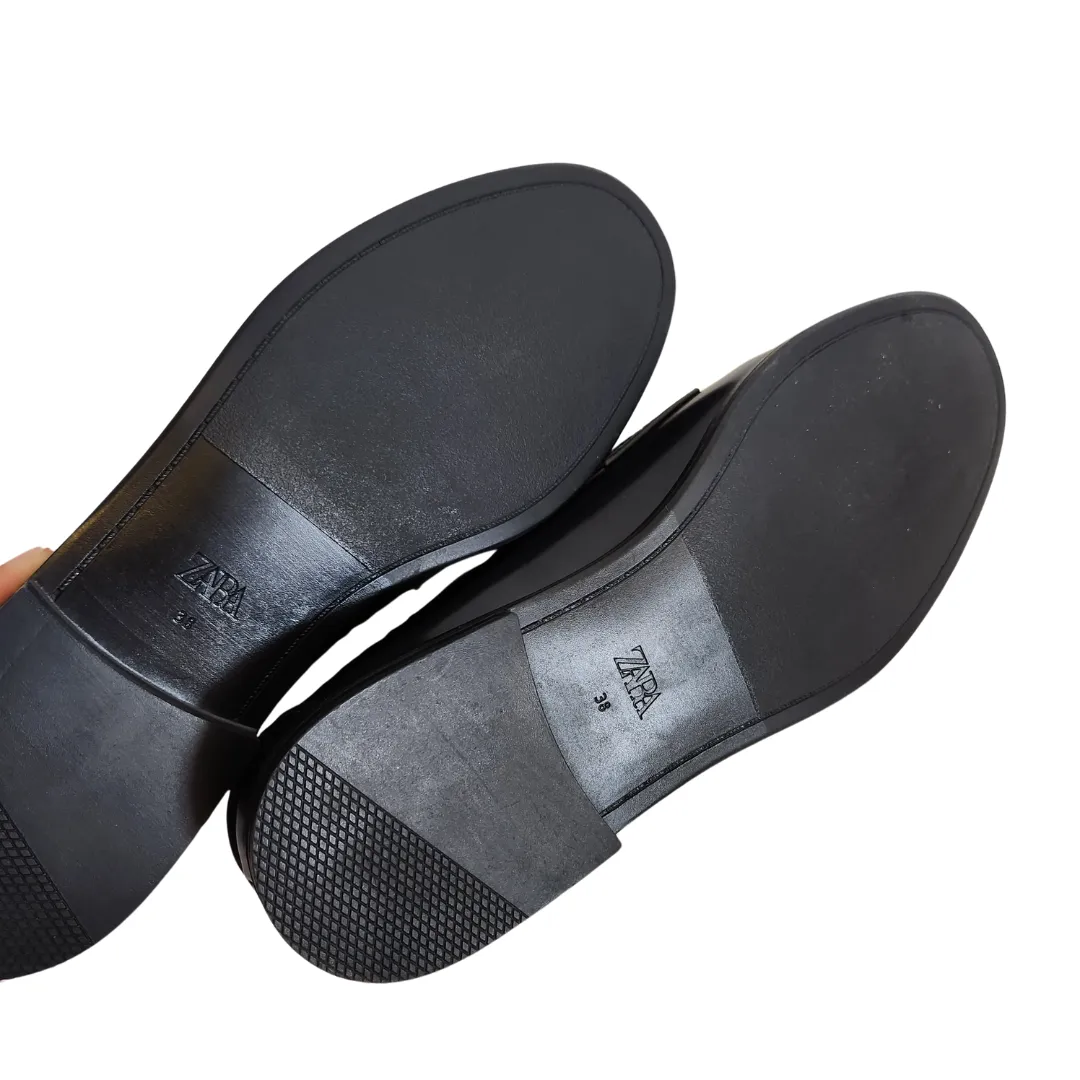 ZARA Women's Black Slip-on Penny Loafers | Like New |